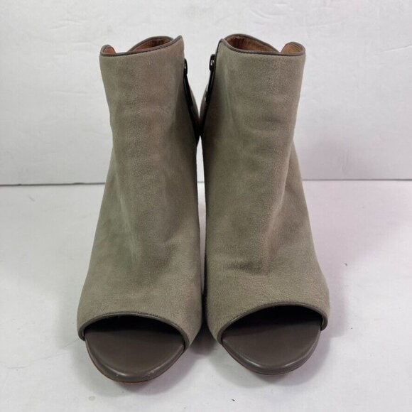 JOIE Booties Womens 39 US 8 Gray Suede Open Peep Toe Ankle Stiletto Side Zip - Picture 2 of 14